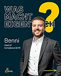 Lerne Benni kennen 👋

Als Head of Compliance & HR ist Benni nicht nur bei allen wichtigen Fragen rund um Compliance und...